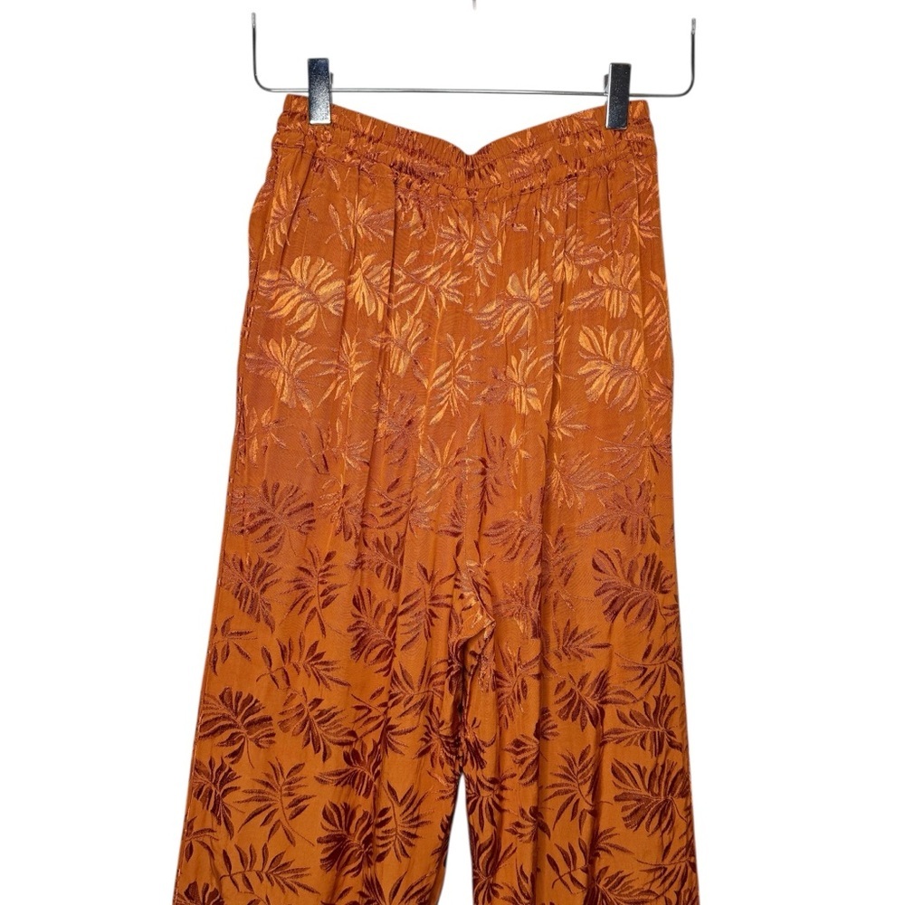 L*Space In Your Dreams Rust Floral Satin Lounge Resort Pants Pajama Sz S - Picture 10 of 13